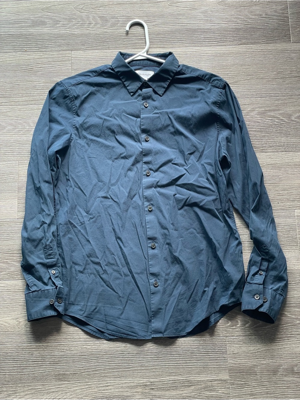 Calvin Klein Men's Dark Blue Button-Up Dress Shirt